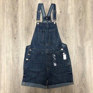 NWT Gap Denim Women's Size Small Overalls Shortalls Medium Wash Cuffed Jeans